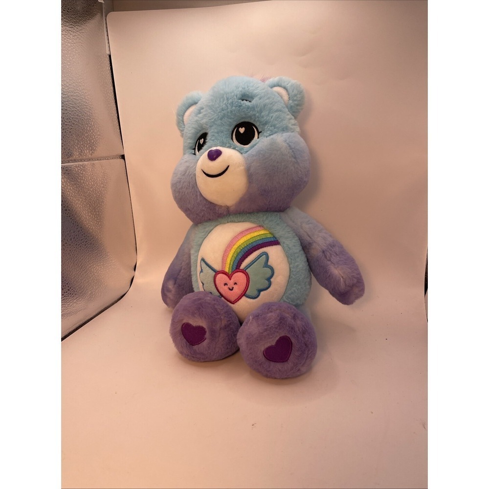 CARE BEAR DREAM BRIGHT BEAR Plush Heart Wings Rainbow‎ 14 In. Blue Purple Plush